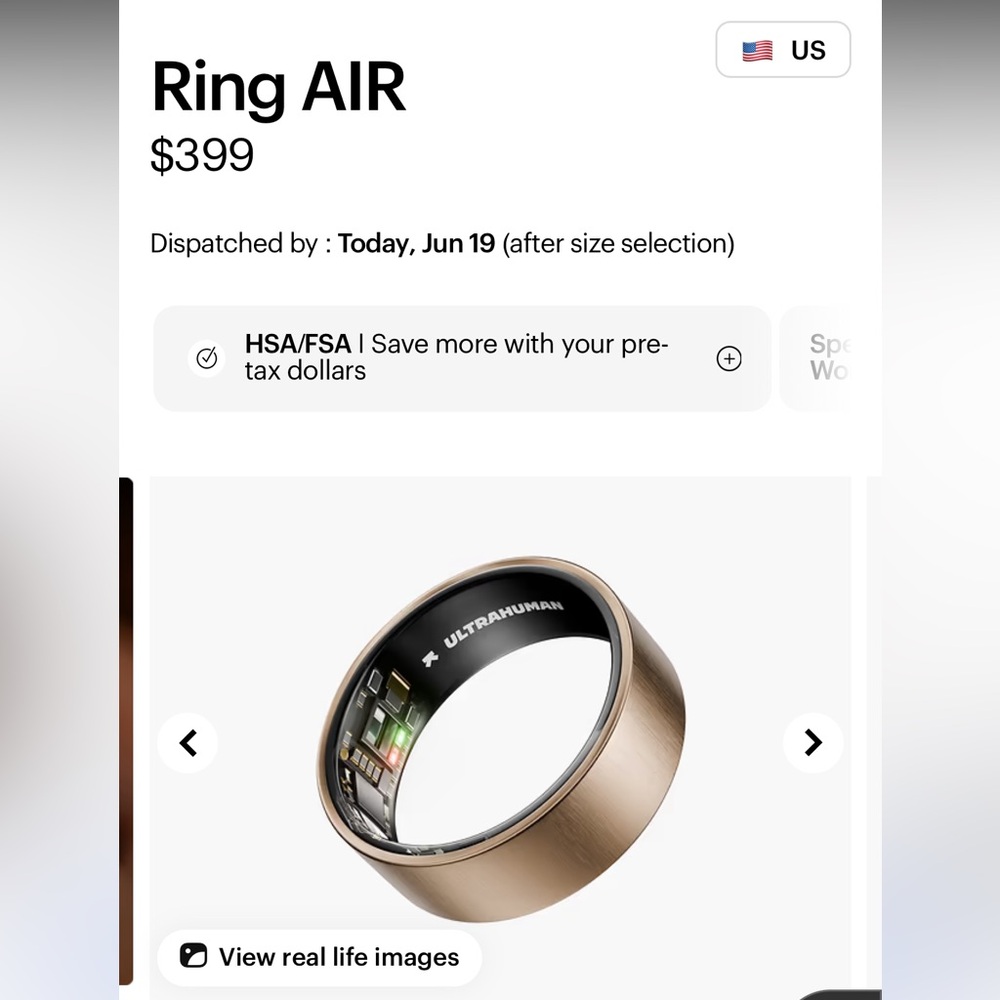 NWT Ultrahuman Rose Gold Smart Ring Size 6 NEW IN BOX
